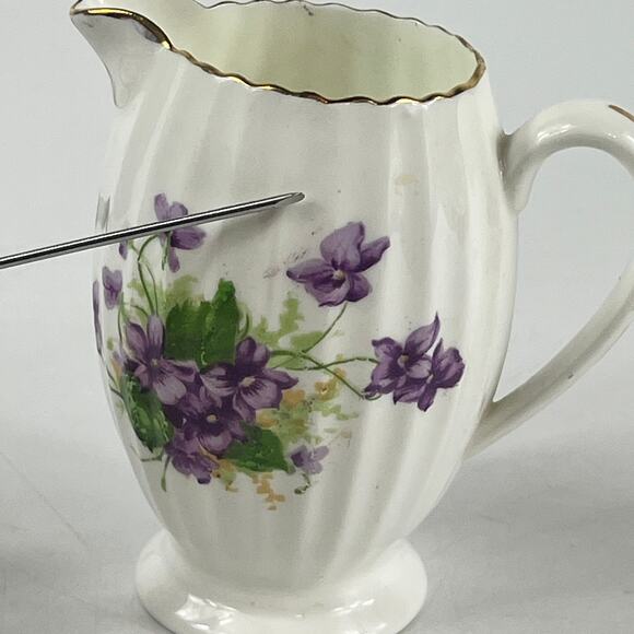 Vintage Radfords Bone China Creamer Sugar Bowl Set Purple Violets Floral England - Picture 15 of 16